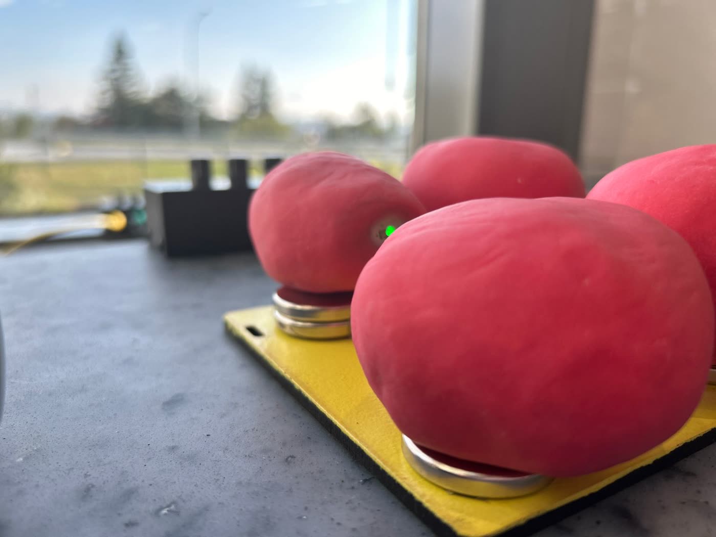Close-up of the heart-machines by the window